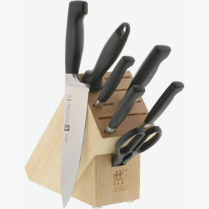 Jogo de facas Zwilling Twin Gourmet em aço inoxidável com bloco de madeira, 8 peças