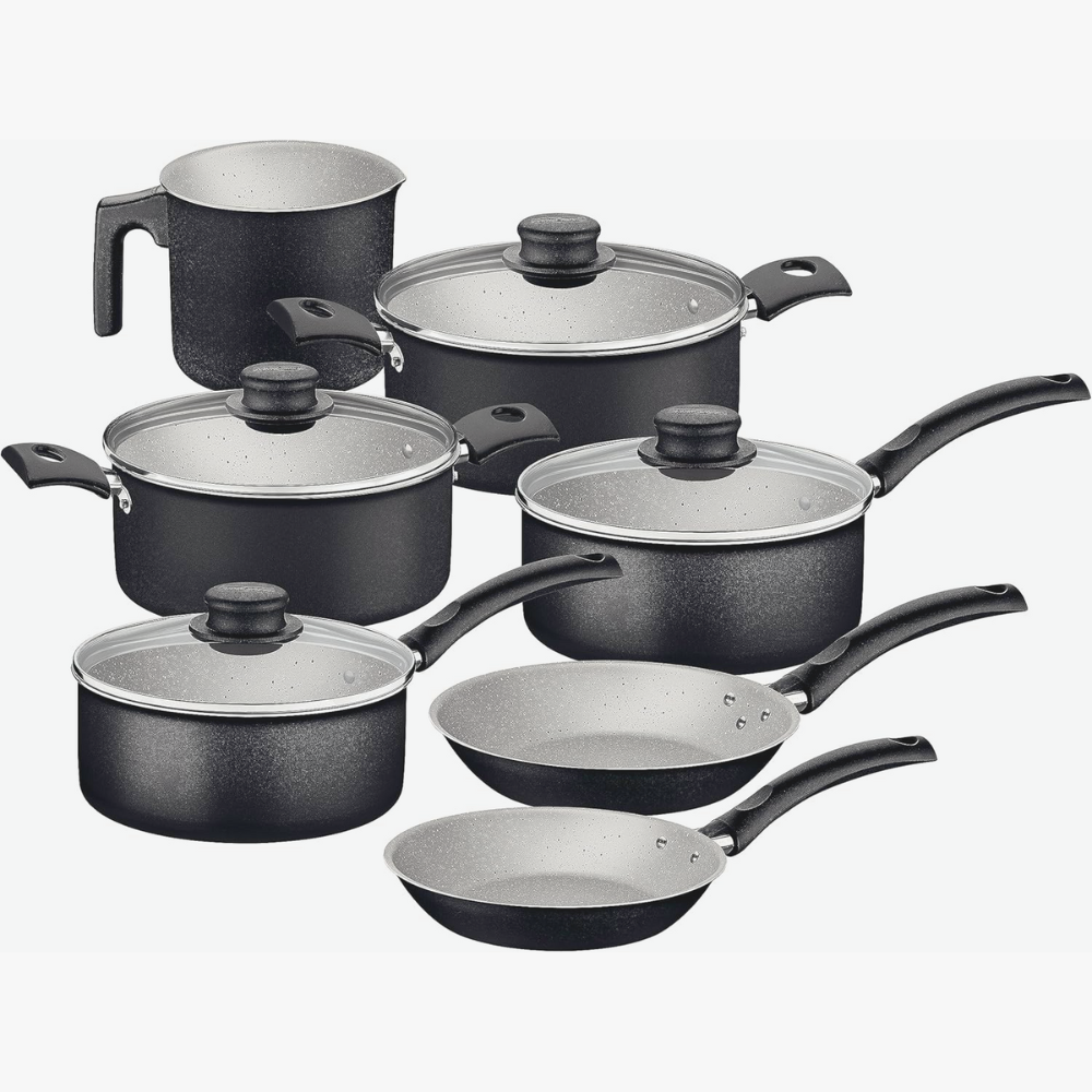 Jogo de Panelas Tramontina Turim 7 Peças com revestimento Starflon Max, leve, resistente e ideal para cozinhas práticas e funcionais