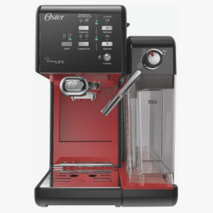 Cafeteira Espresso Oster PrimaLatte II, 127V, vermelha, compatível com pó, sachê e cápsulas. Máquina versátil para cafés cremosos e saborosos