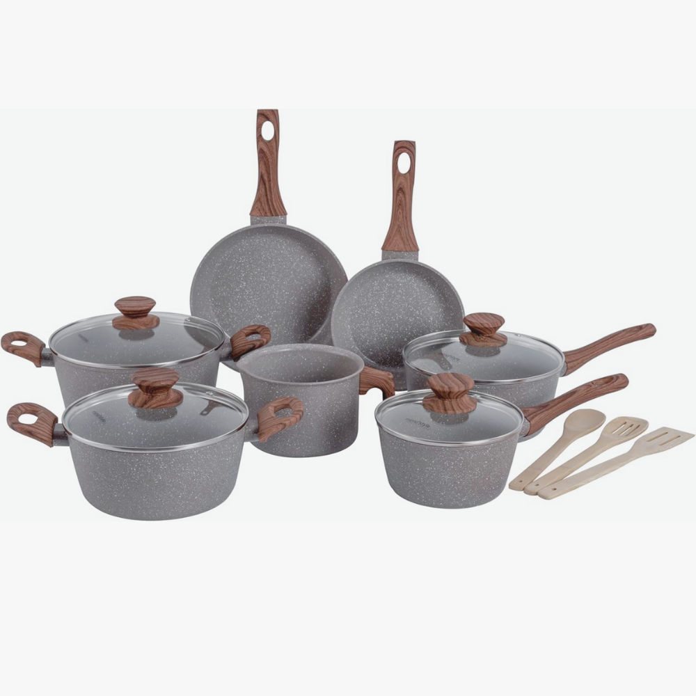 Conjunto de panelas de cerâmica atóxica Mimo Style com 10 peças e revestimento moderno